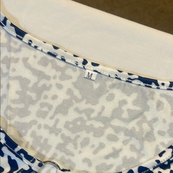 White and Blue Sleeveless Sheath Midi Dress - Picture 5 of 17